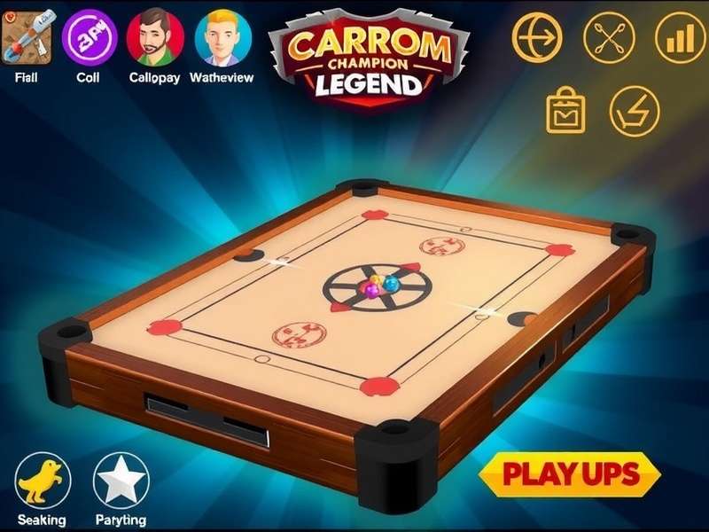 Carrom Champion Legend features showcase including customization options and power-ups