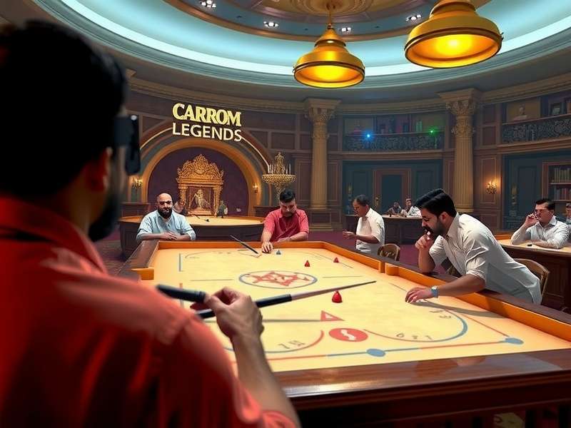 Carrom Champion Legend upcoming VR mode concept showing player using virtual reality headset to play
